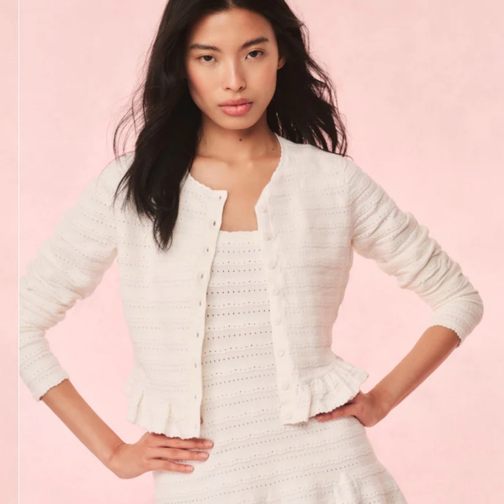 love shack fancy rogan pointelle knit cardigan
